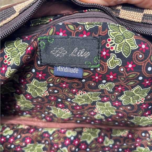 Stylish Brown and Green Checkered Handbag by Lily Excellent Condition - Picture 7 of 11